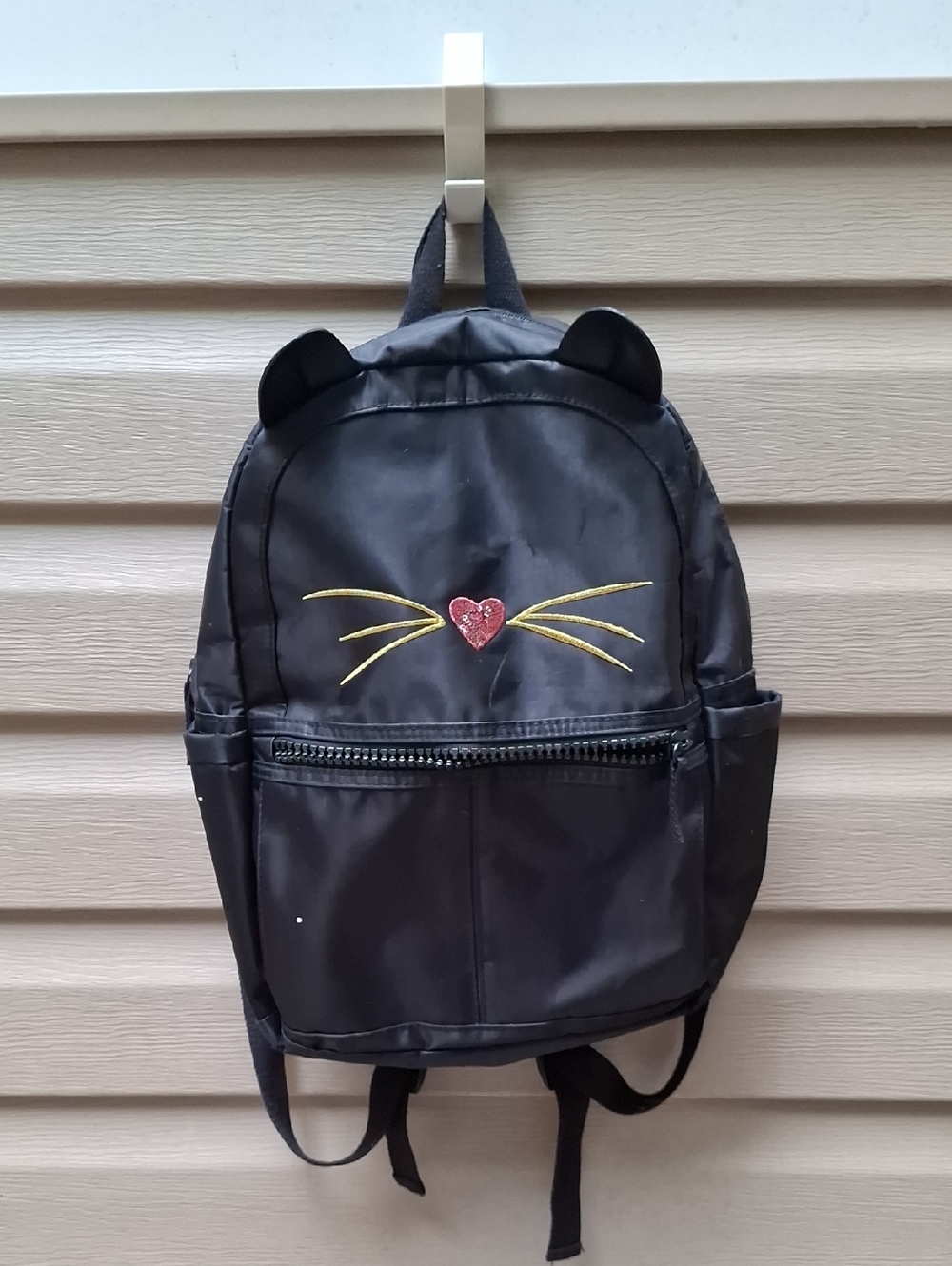 Cat Face w/ Ears Backpack, Clean Lots of Room, Craft Paint Stains Inside
